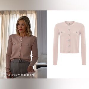 NWT L'AGENCE "Toulouse" Luxe Petal Pink Knit Cropped Cardigan Jacket